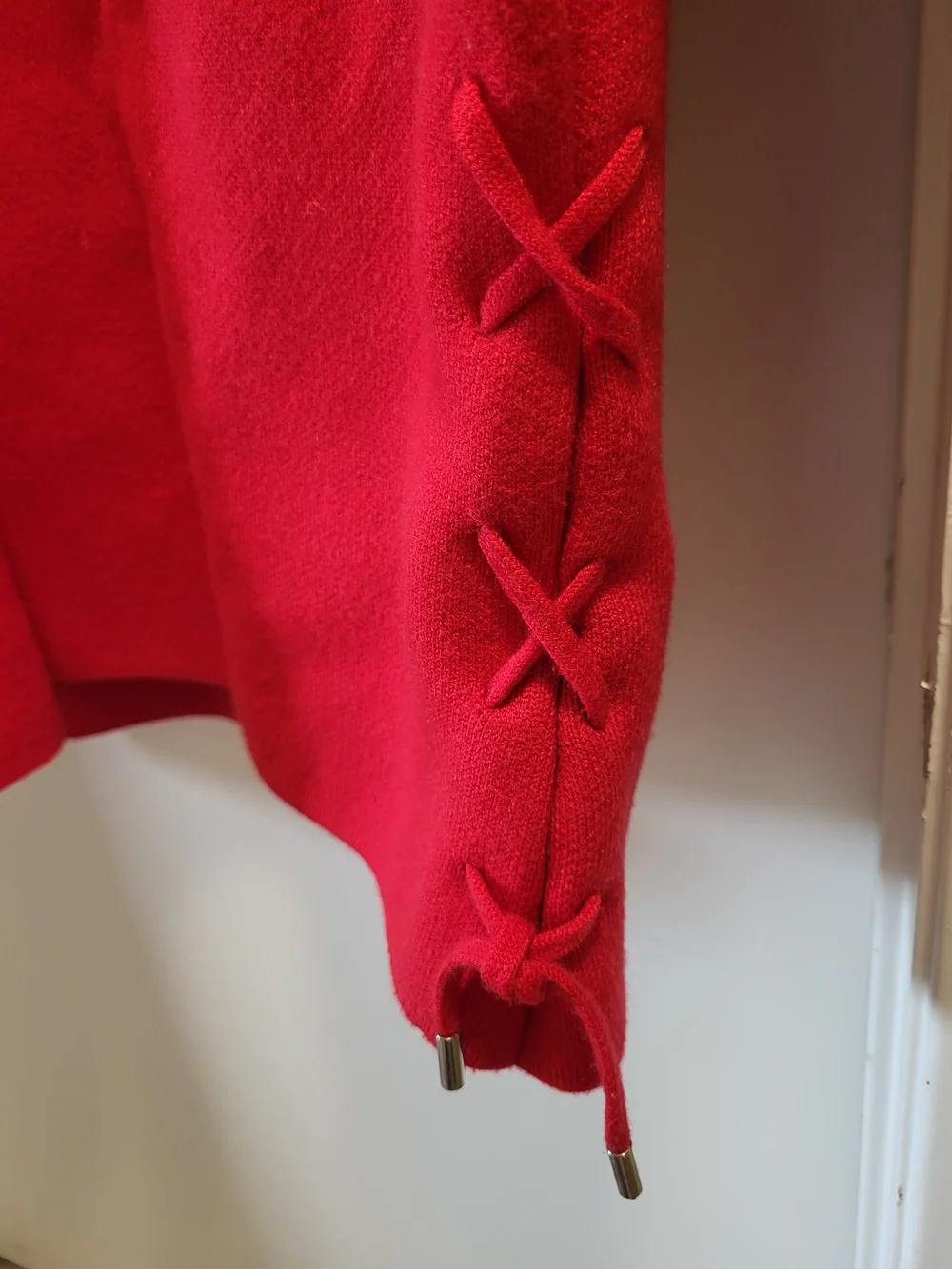 IEF/Love Clothes Red Hooded Open Longline Coatigan OSFA